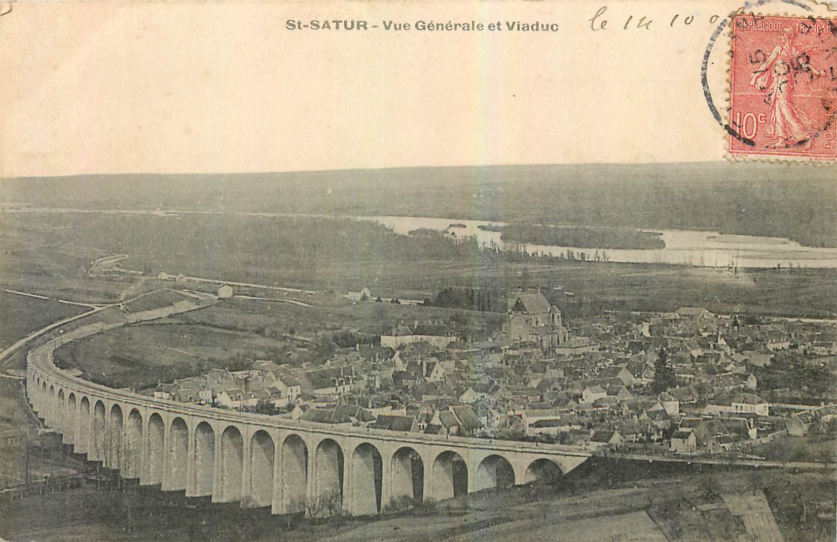 CPA St Satur Vue generale et Viaduc 