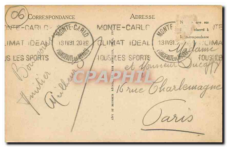 CPA Monaco Cue generale  — Back