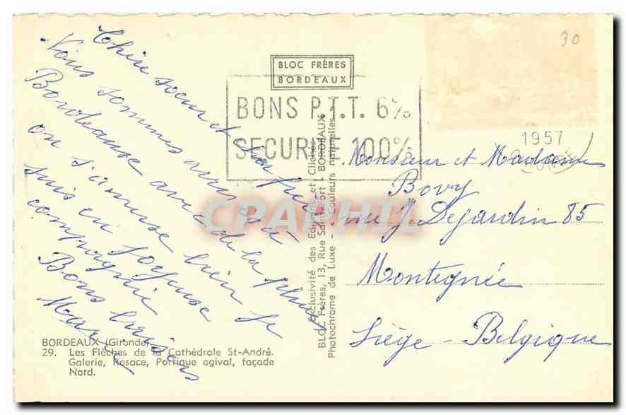 CPM Bordeaux Gironde Les Fleches de la Cathedrale St Andre  — Verso
