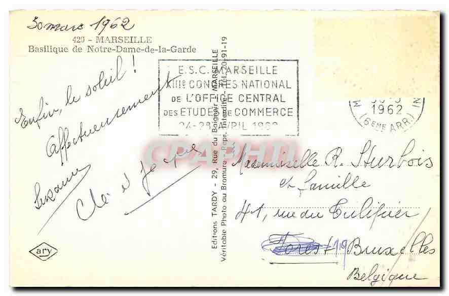 CPA Marseille Basilique de Notre Dame de la Garde  — Rückseite