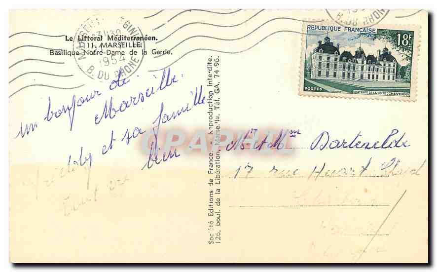 CPA Le Littoral Mediteranneen Basilique Notre Dame de la Garde  — Rückseite