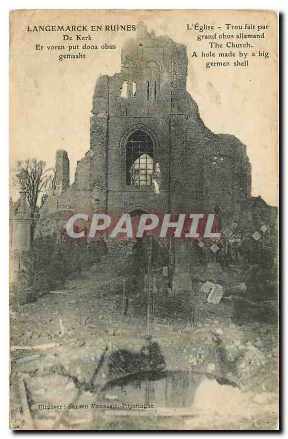 CPA Langemarck en Ruines De Kerk l'Eglise 