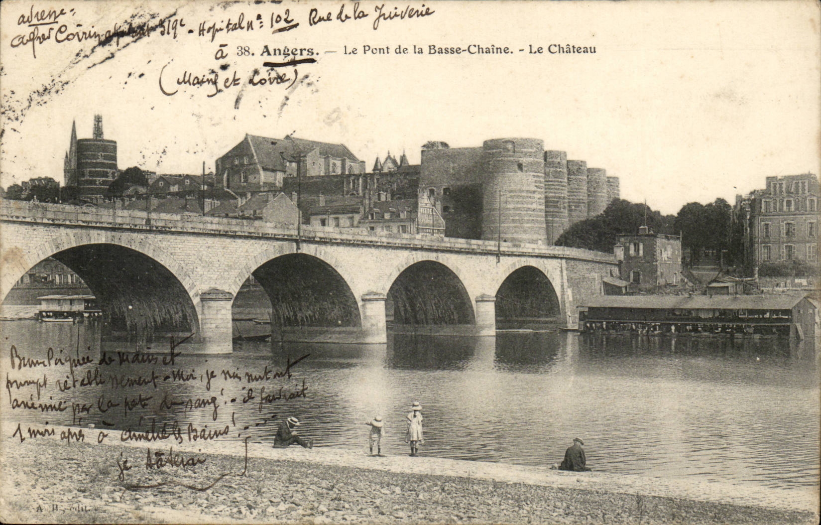 angers CPA Le pont de la basse chaine Le chateau