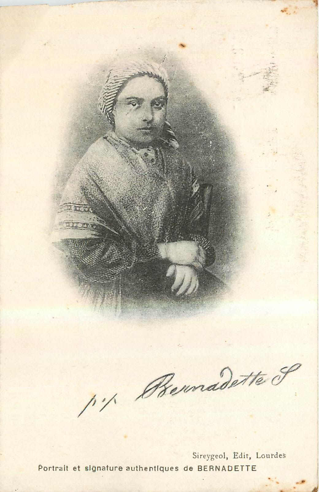 CPA Portrait et Signature authentiques de Bernadette 