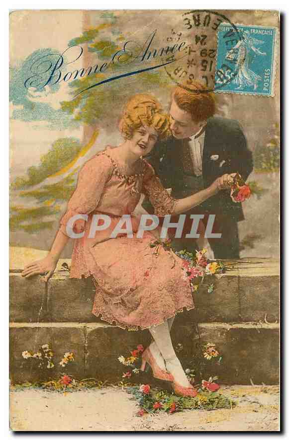 CPA Bonne Annee Femme