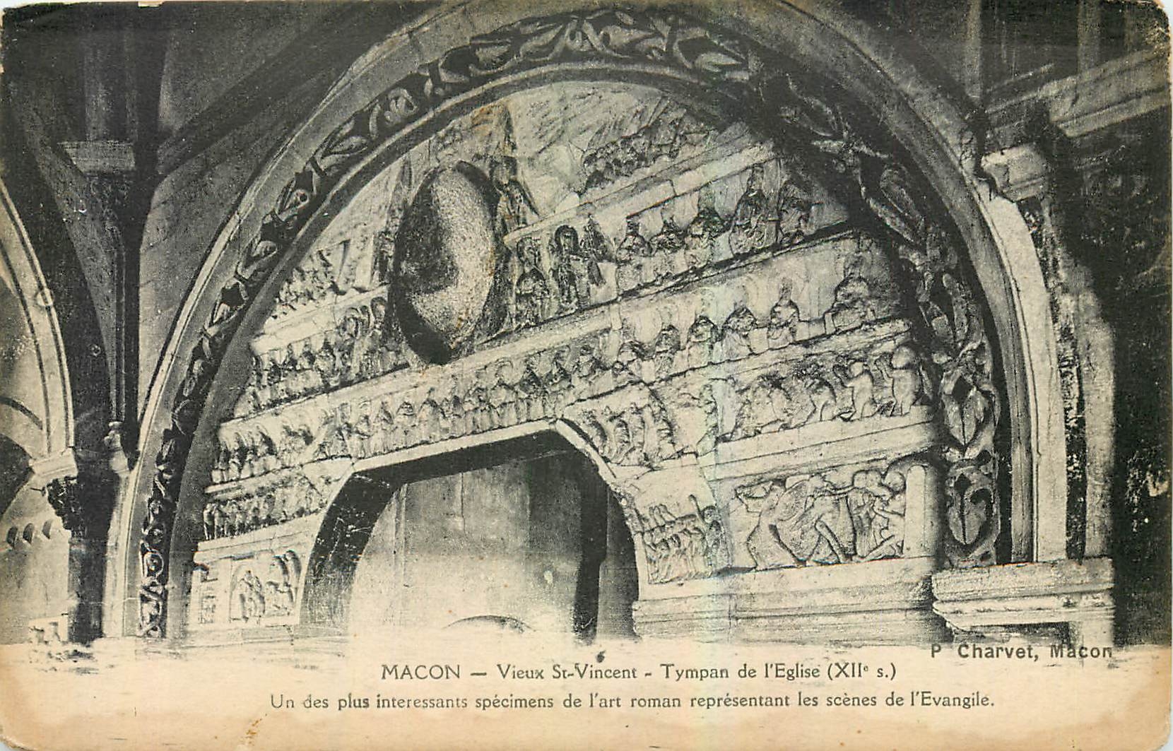 CPA Macon Vieux St Vincent Tympan de l'Eglise 
