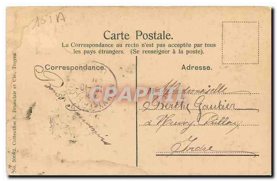 CPA Troyes Le Lycee et in Romaine Argence  — Back