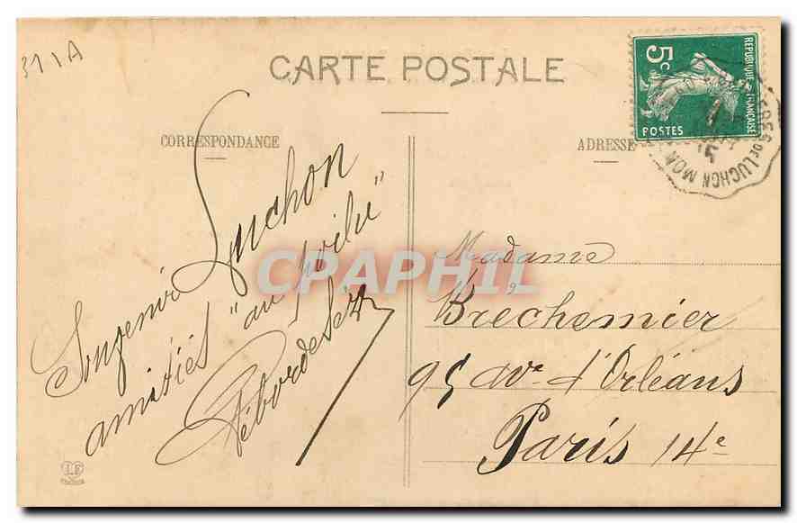 CPA Luchon Vallee et Torrent du Lys  — Rückseite