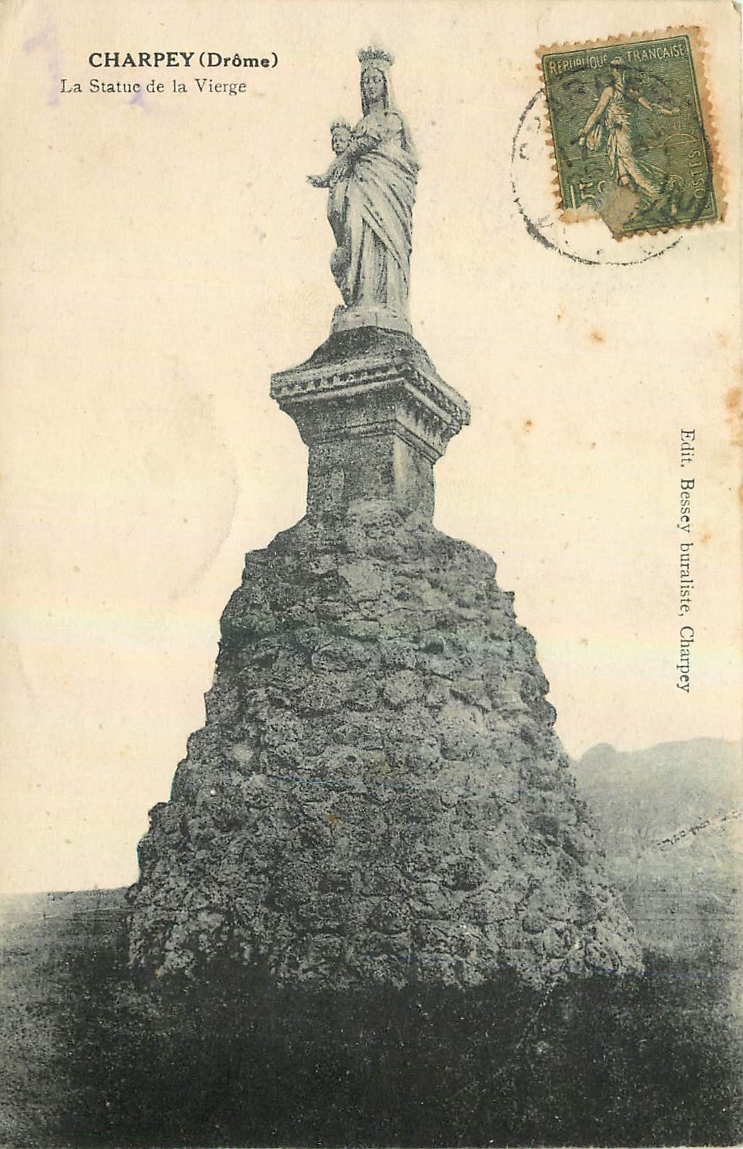 CPA Charpey Drome La Statue de la Vierge 