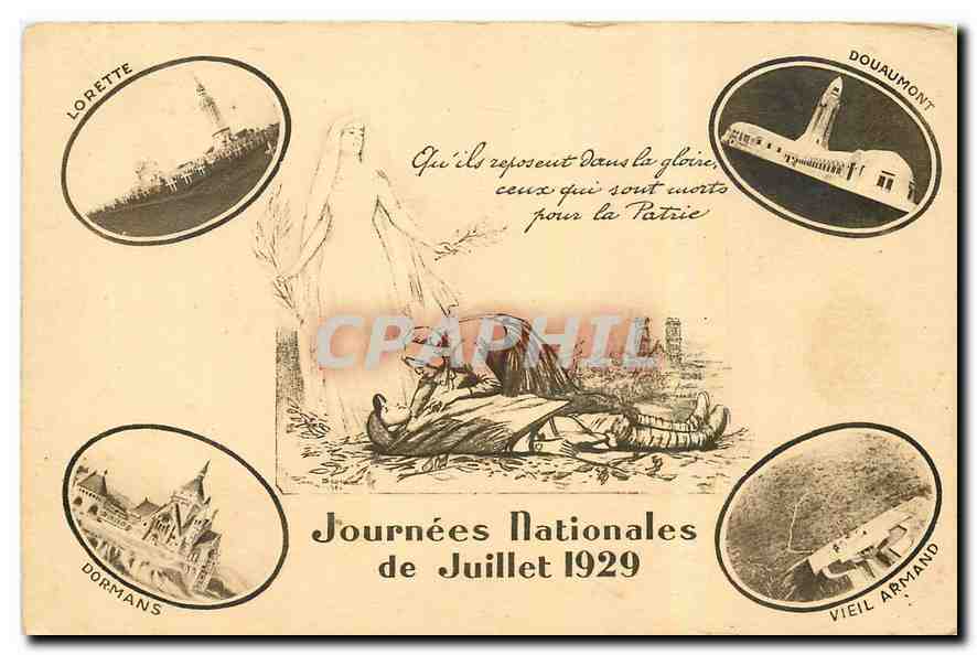 CPA Journees Nationales de Juillet 1929 Lorette Dormans Douaumont Vieil Armand