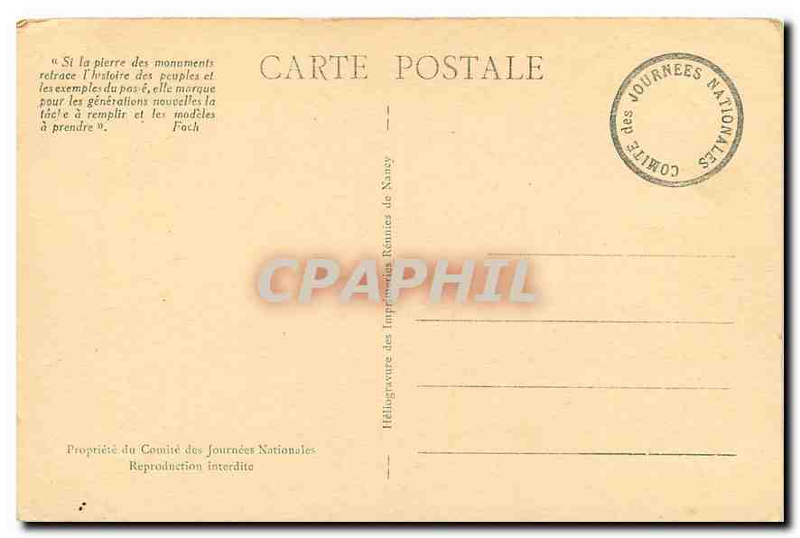 CPA Journees Nationales de Juillet 1929 Lorette Dormans Douaumont Vieil Armand — Rückseite