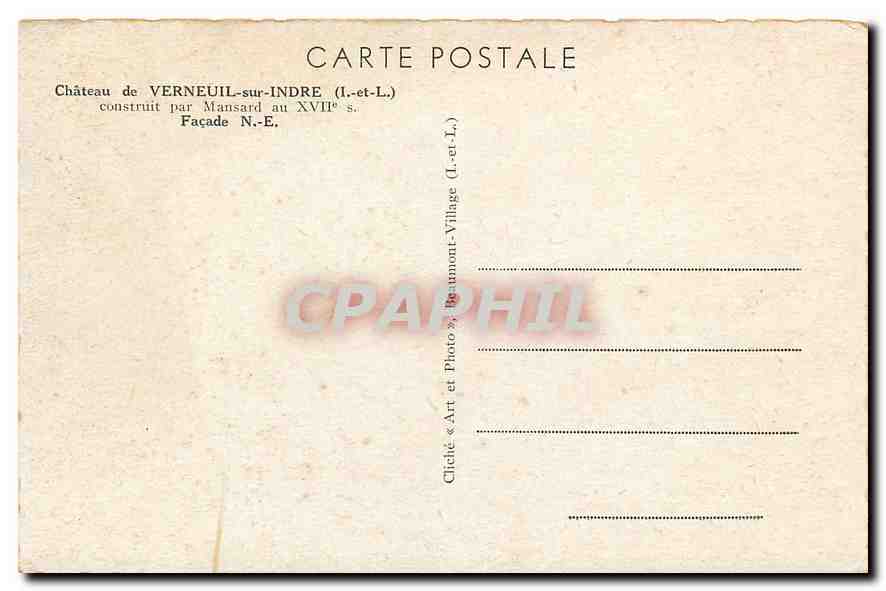 CPA Chateau de Verneuil sur Indre I et L Facade N E  — Back