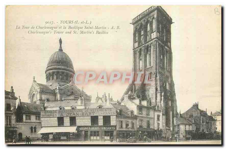 CPA Tours I et L La Tour de Charlemagne et la Basilique saint Martin 