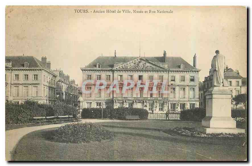 CPA Tours Ancien Hotel de Ville Musee et Rue Nationale 