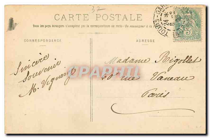 CPA Tours Ancien Hotel de Ville Musee et Rue Nationale  — Rückseite