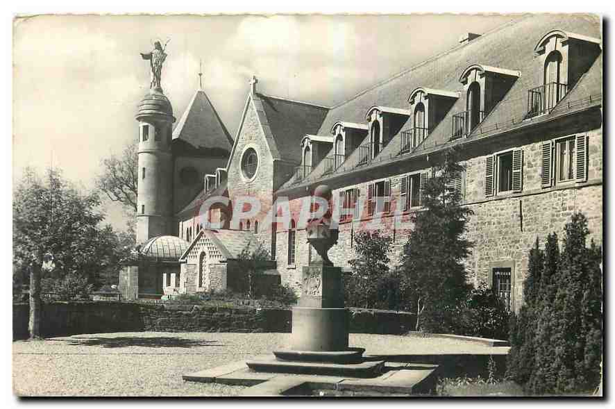CPA Monastere du Mont Ste Odile Facade Est et Statue de la Sainte 