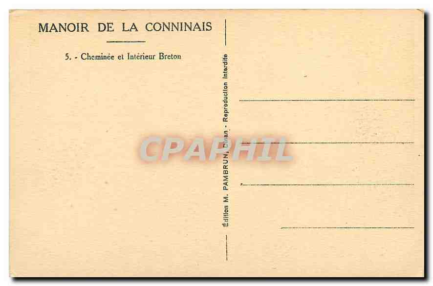 Dinan - Manoir de la Conninais — Intérieur Breton — Édition M. Pambrun, Dinan — Rückseite
