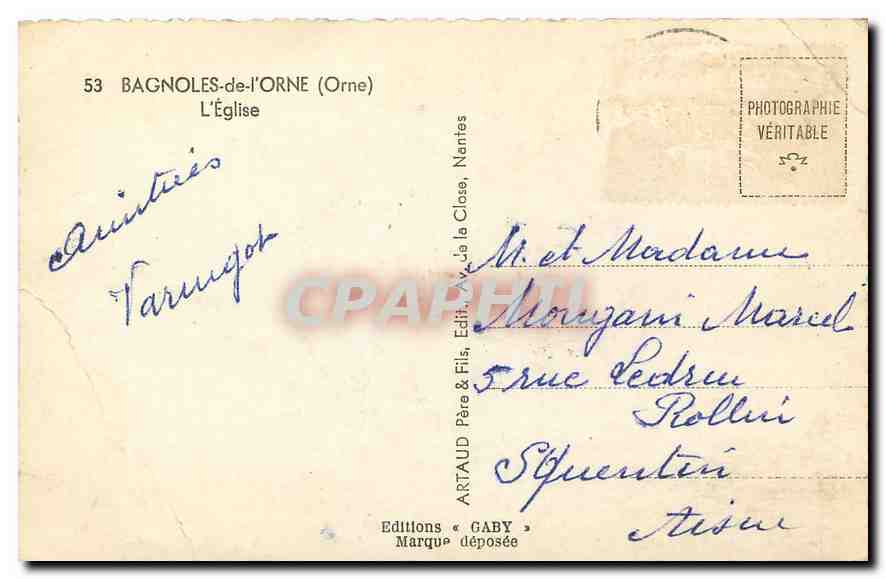 CPA Bagnoles de l'Orne Orne L'Eglise  — Rückseite