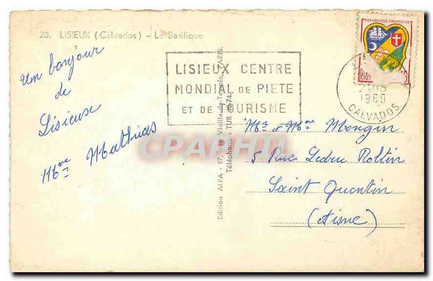 CPA Lisieux Calvados La Basilique  — Rückseite