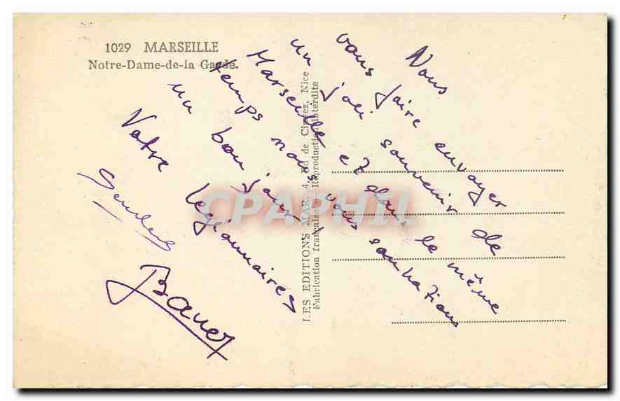 CPM Marseille Notre Dame de la Garde  — Rückseite