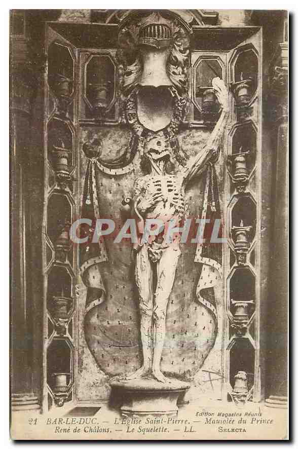 CPA Bar le Duc L'Eglise Saint Pierre Mausolee du Prince Rene de Chalons Le Squelette 