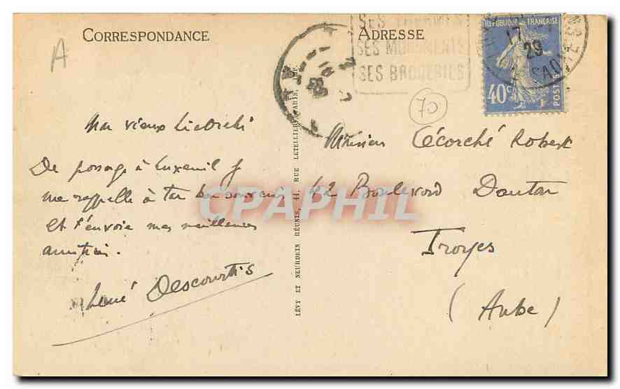CPA Luxeuil les Bains Ancien Hotel de Ville  — Verso