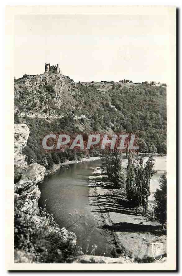 CPA La Vallee pittoresque de la Sioule la bas en haut de la Crete la ruine orgueilleuse de Chateau R