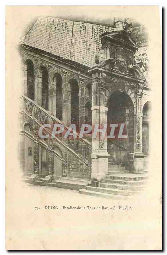 CPA Dijon Escalier de la Tour de Bar 