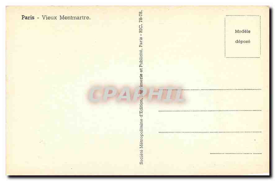 Rue Gaules — Paris — Vieux Montmartre — Société Métropolitaine d'Édition — Rückseite