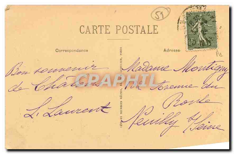 CPA Cathedrale de Chalons sur Marne Portail septentrional  — Back