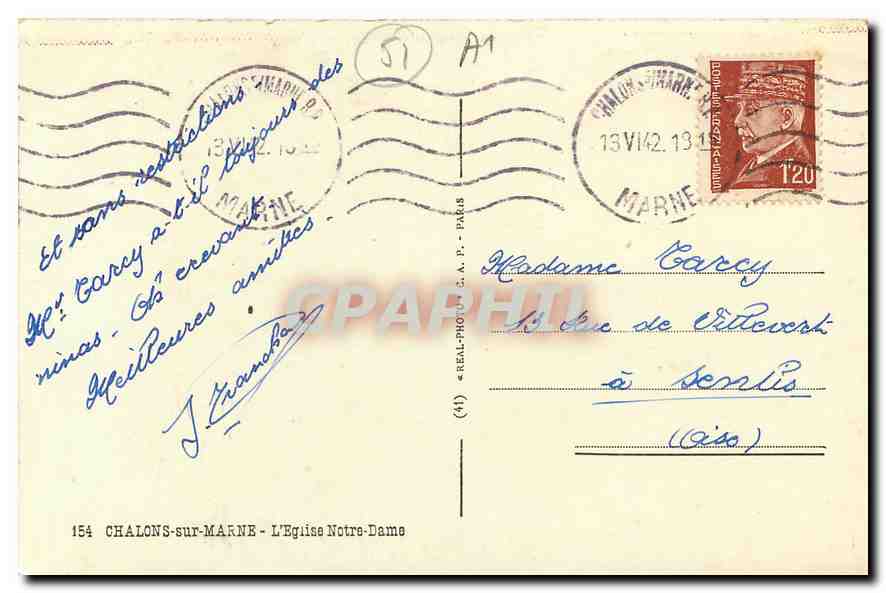 CPA Chalons sur Marne L'Eglise Notre Dame  — Back