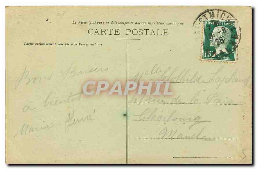 Mont Saint-Michel — Côte d'Émeraude, G. F. — Édition Graitin, St-Male (L.-M.-V.) — Verso