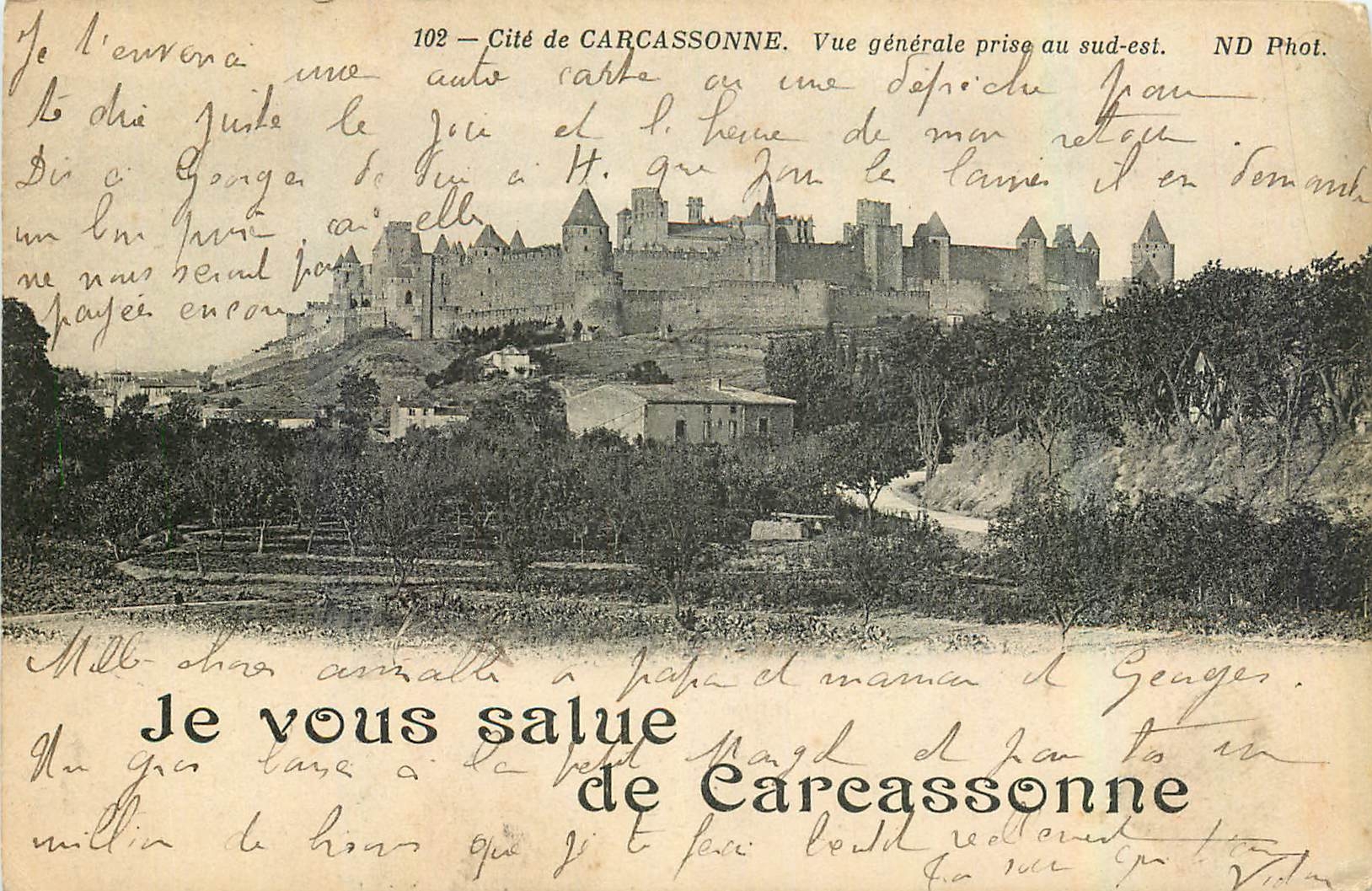 CPA Cite de Carcassonne Vue generale prise au sud-est 