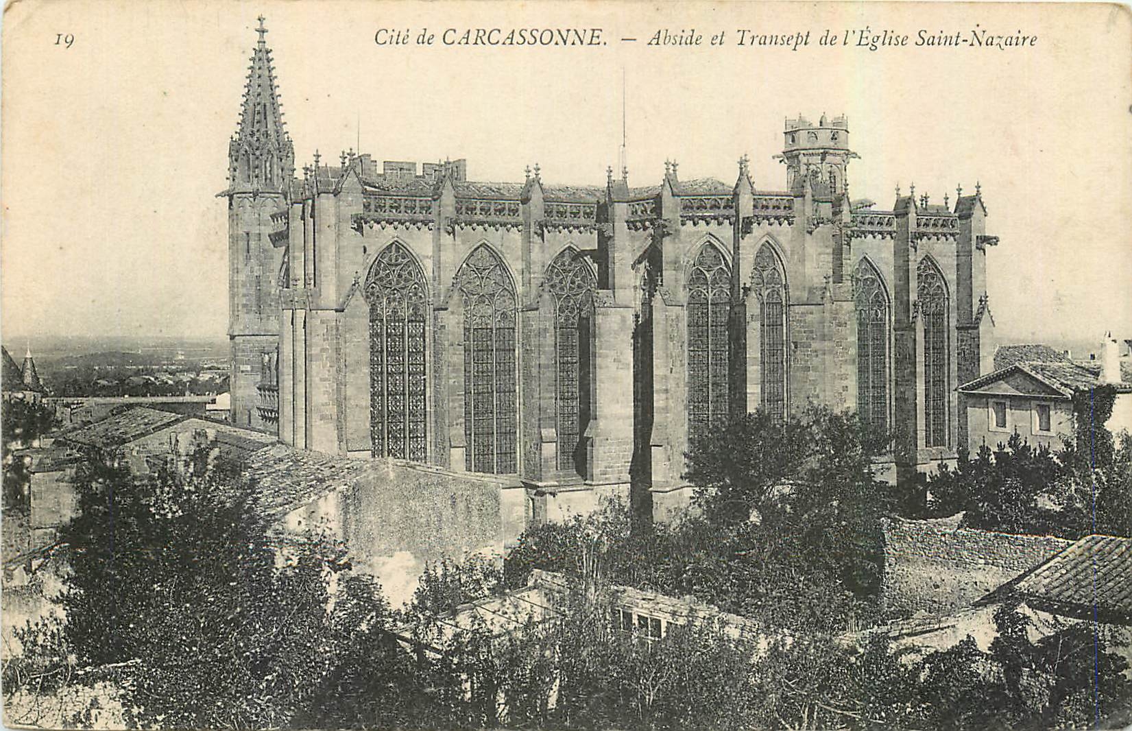 CPA Cite de Carcassonne Abside et Transpert de l'Eglise Saint Nazaire 