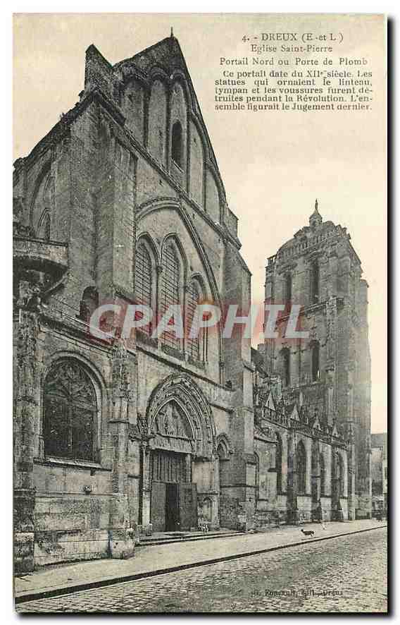 Dreux (E-et L) — Église Saint-Pierre, Portail Nord ou Porte de Plomb — Éditeur : R. Rousseau, Dreux