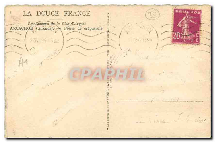 CPA Cote d''Argent Arcachon Gironde Feerie de erepusculle  — Back