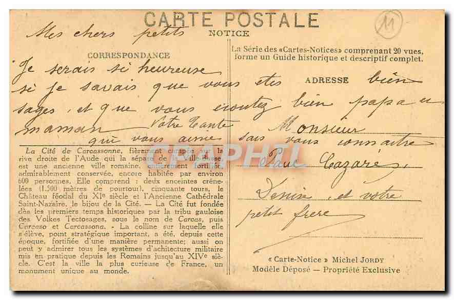 CPA La Cite de Carcassonne Vue Generale de l'Ouest  — Rückseite