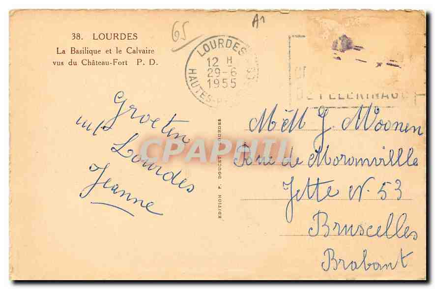 CPA Lourdes La Basilique et le Calvaire  — Verso