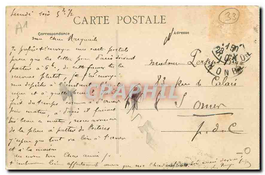 Bordeaux - La Rade et le Pont pris de la Tour Saint-Michel — A.H. 1 — éditeur A.H. — Verso