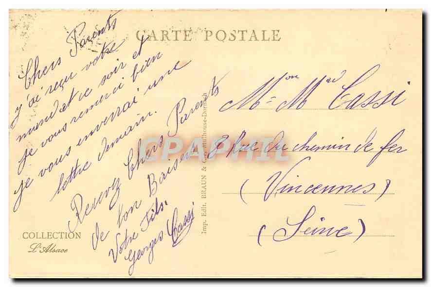CPA Le Hohneck vu de la Martinswand  — Rückseite