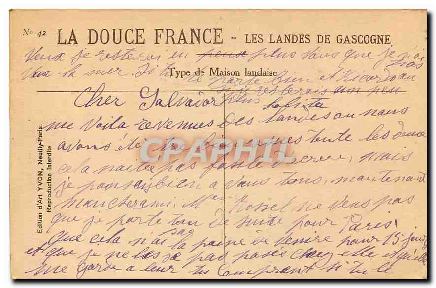 CPA Les Landes de Gascogne Type de maison landaise — Rückseite