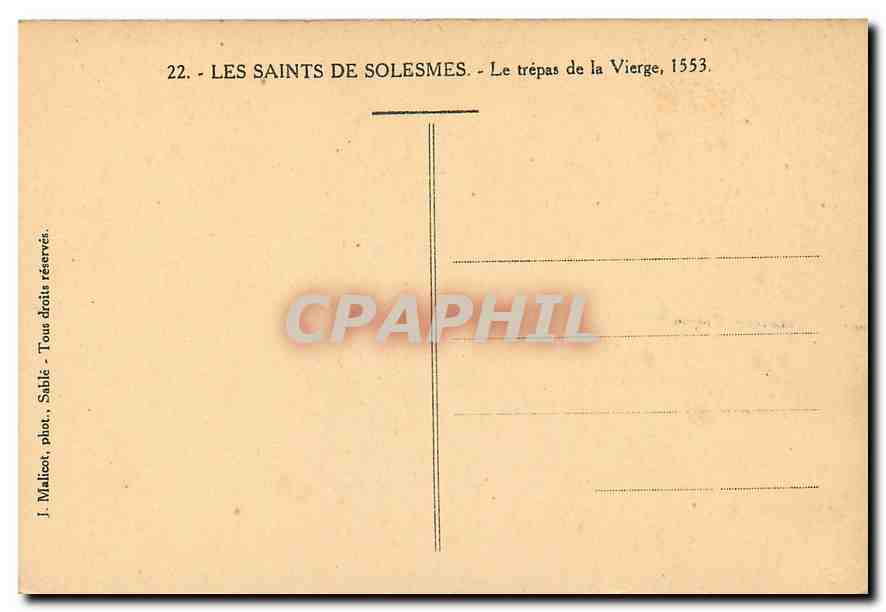 CPA Les Saints de Solesmes Le trepas de la Vierge  — Rückseite