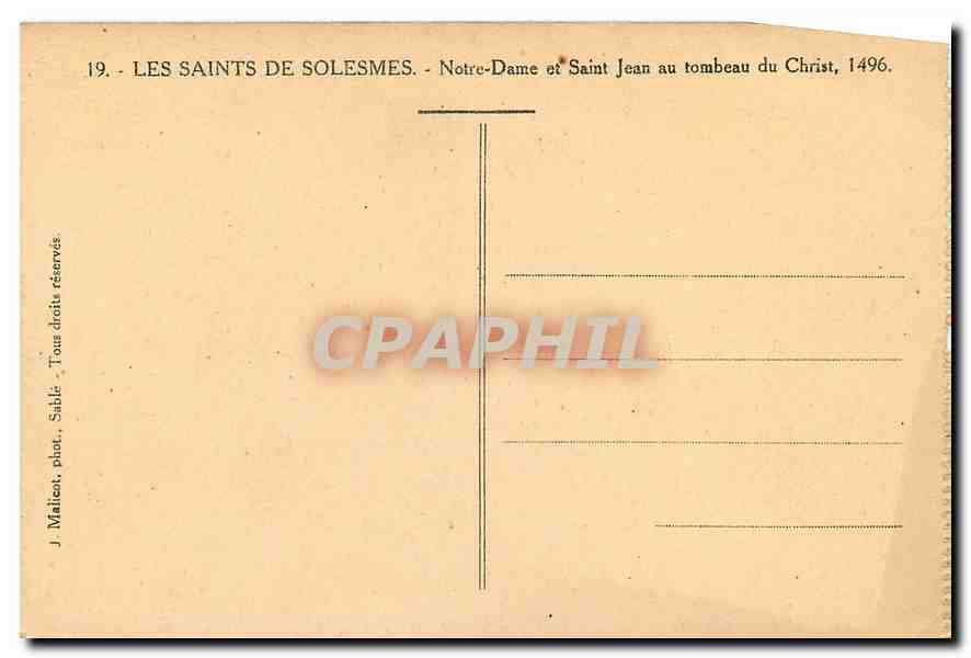 CPA Les Saints de Solesmes Notre Dame et Sint Jen au tombeau du Christ  — Rückseite