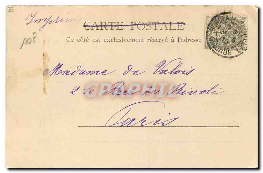 CPA Bordeaux Le jardin public  — Verso