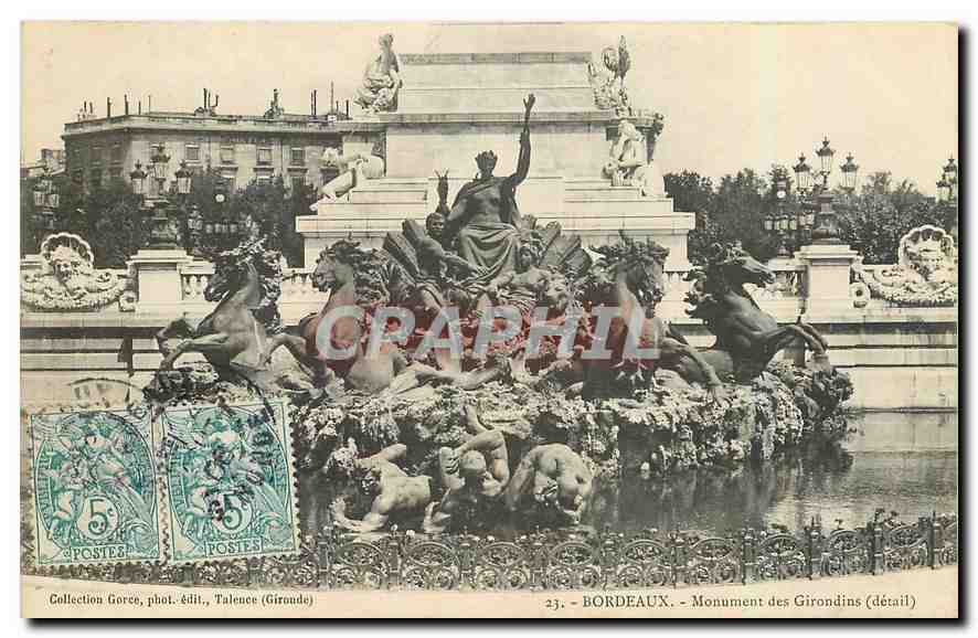 CPA Bordeaux Monument des Girondins detail 