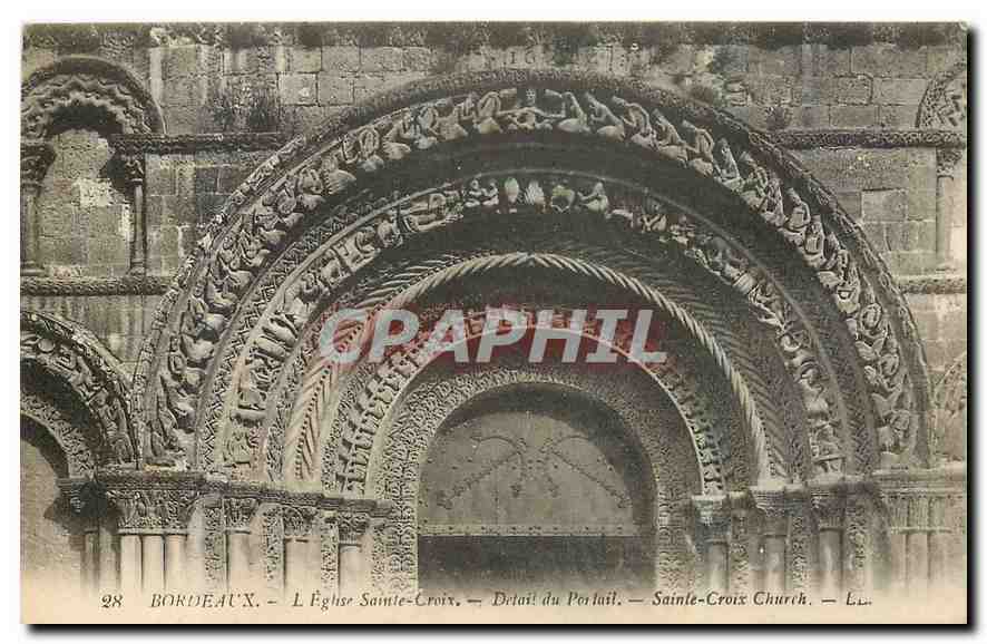 CPA Bordaeux l'Eglise Sainte Croix Detail du Portail 