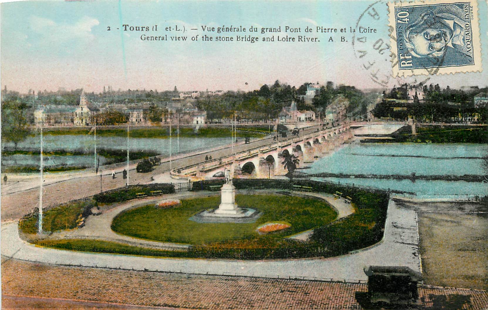 CPA Tours I et L Vue generale gu grand Pont de Ouarre et la Loire 