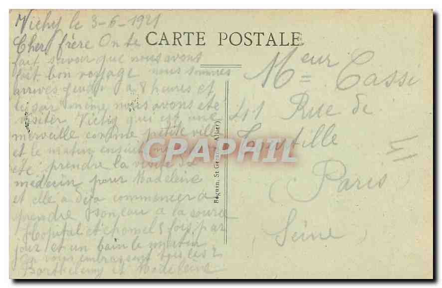 CPA Vichy Interieur du Casino La Salle des Fetes  — Verso
