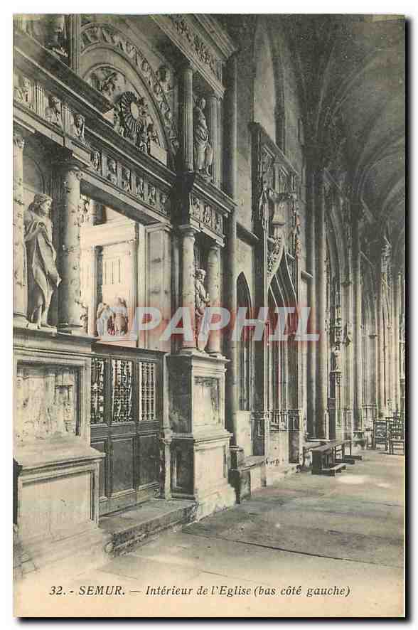 CPA Semur Interieur de l'Eglise bas cote gauche 