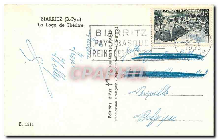 CPA Biarritz B Pyr La Loge de Theatre  — Rückseite